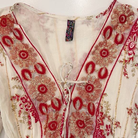 Anthropologie Bohemian Dress Size Small Boho Red Gold Long Maxi Me 2 Magic NWOT - Picture 9 of 15